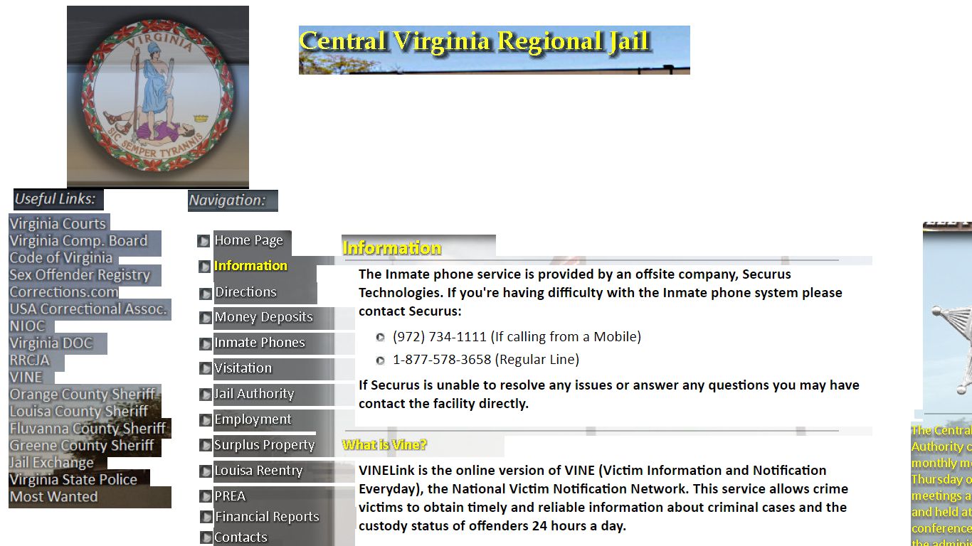 centralvirginiaregionaljail » Information - CVRJ.org